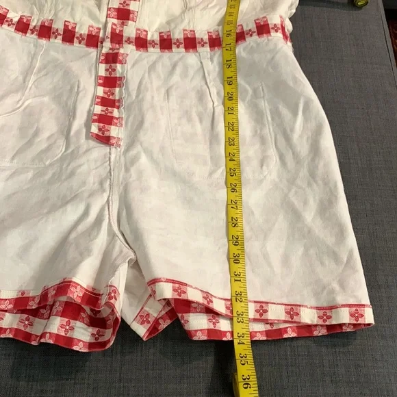Rachel Antonoff Daisy Gingham Romper Red White Size 4 Picnic Checkered Vacation - Picture 15 of 16